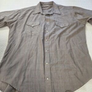 Ruddock Mens Western Pearl Snap Shirt 18.5 Big Men Plaid Short Sleeve USA Made